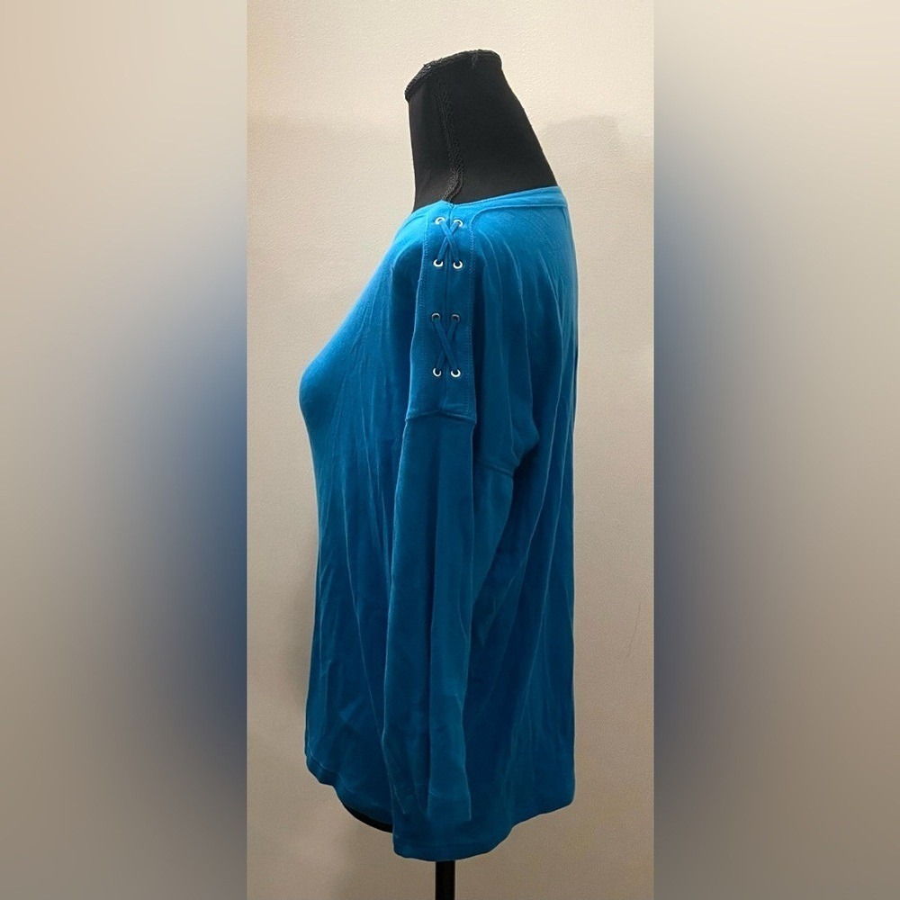 Chaps-โ Teal 3/4 Sleeve Women's Top Size L - Picture 3 of 8